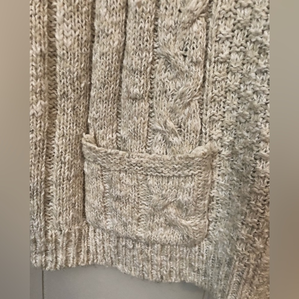 Vintage LizWear Sweater Vest Cardigan Zip Crop Oatmeal Cotton Blend Medium Y2K - Picture 4 of 6